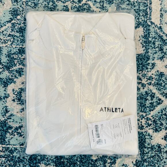 ATHLETA NWT Power Of She Forever Fleece 1/4 Zip Up White Sweatshirt Hoodie – MED - Picture 3 of 12